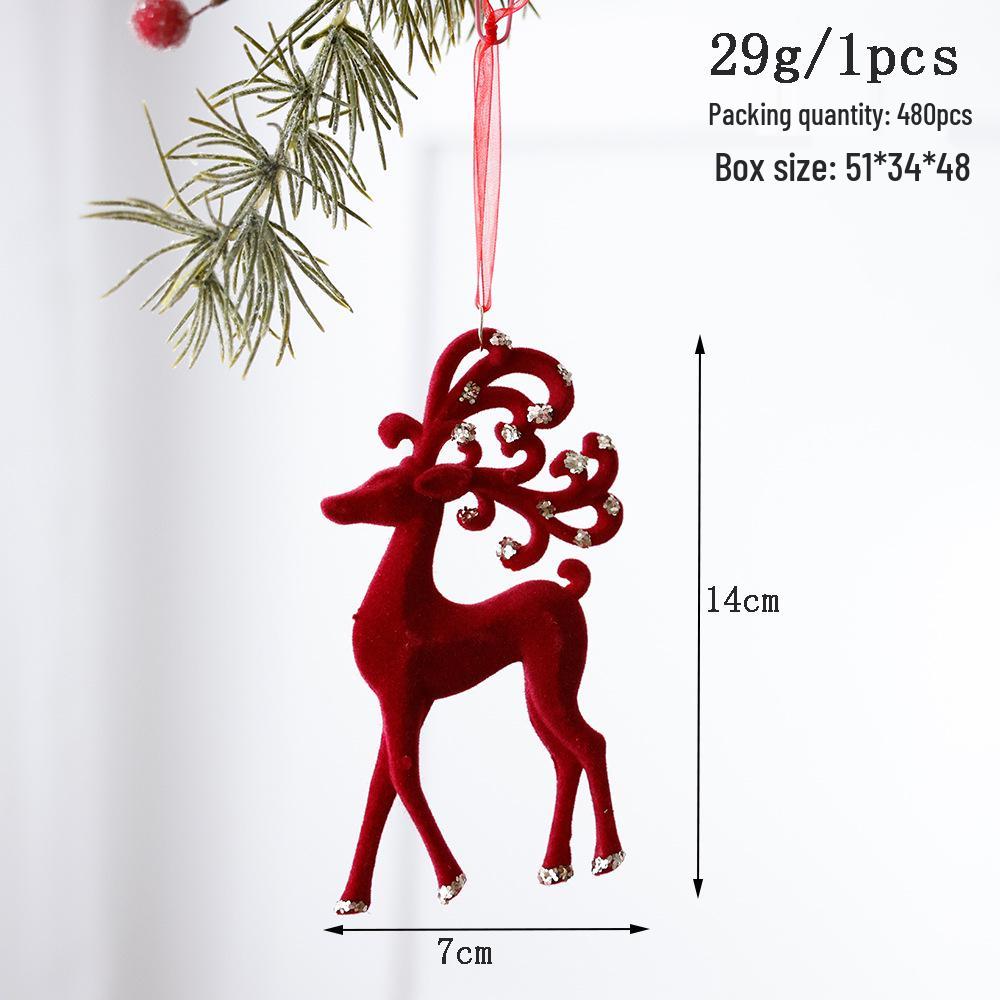 Бордовый флокированный бант Олень Рождественская елочная игрушка