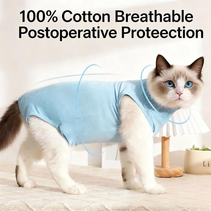 Pet Recovery Suit for Cats After Surgeries Protects Abdominal Area from Licking Features Tailored Opening for Male Cats
