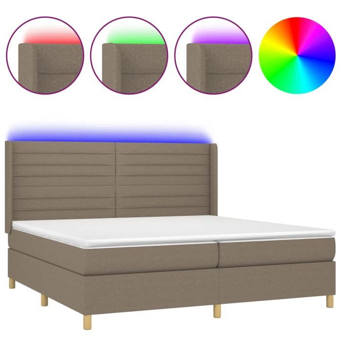 VidaXL Slat Bed Base with Mattress and LED, Upholstered Bed with Headboard, Double Bed, Adult Bedroom Bed, 3138985