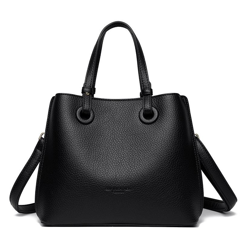 

Explosive and Versatile Fashion Bucket Bag, Soft Leather Large Capacity Crossbody Handbag, High-end Texture Shoulder Bag чёрный