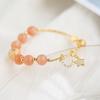 Natural Orange Moonlight Gold Hair Crystal Bracelet Women'S Simple Star Moon Bead Bracelet