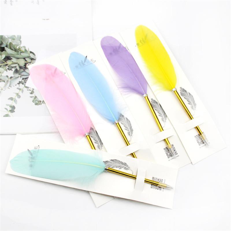 Retro Style Feather Quill Ballpoint Pen Wedding Gift Office School Supplies Kawaii Student Present Gift