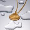 Youthway  Gold Plated Stainless Steel Shell Pendant Necklace Realistic Texture Accessories Charm Golden Jewelry
