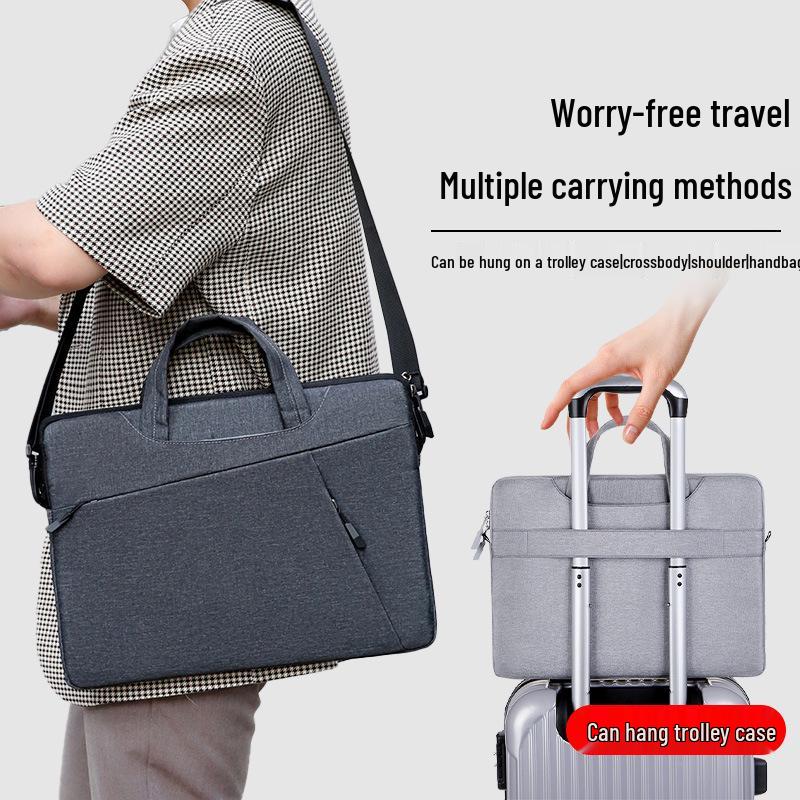 14" Shockproof Laptop Shoulder Bag with Logo, Unisex Business Briefcase