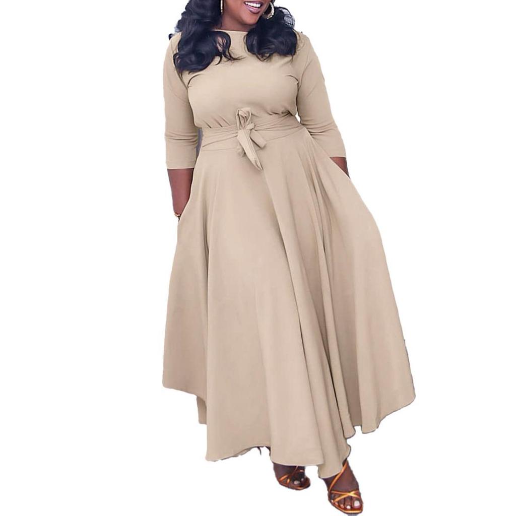 Summer New Fashion Plus Size African Dress Women's Tie Waist Maxi Dress for Women D3171