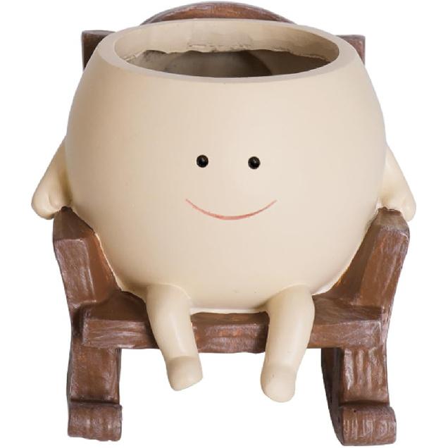 Rocking Chair Face Resin Planter Pot with Drainage Cute Flower Pots for Succulents Plants Live Indoor Outdoor Planters for Houseplants Gift Small