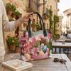 Easter Floral Print Tote Bag Large Capacity Reusable Casual Handbag for Holiday Shopping Travel Daily Use