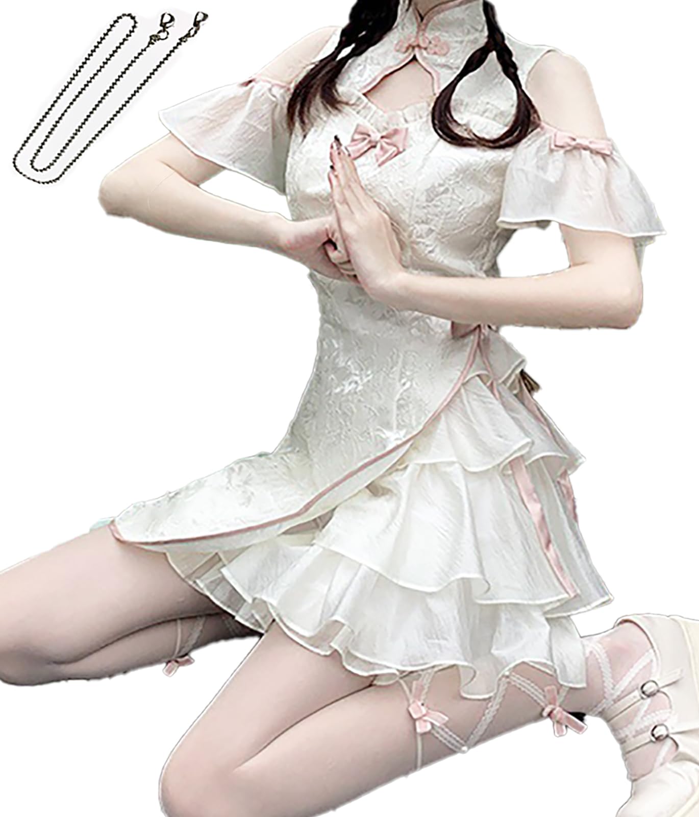 

Китайский Большой Off Gothic Lolita Мини Длина [SUNNYSTEP] Одежда, Косплей, Размер, S~6L, Плечо, Сексуальный, Лолита, Милый, Оборки, Лента, Платье, Костюм, белый
