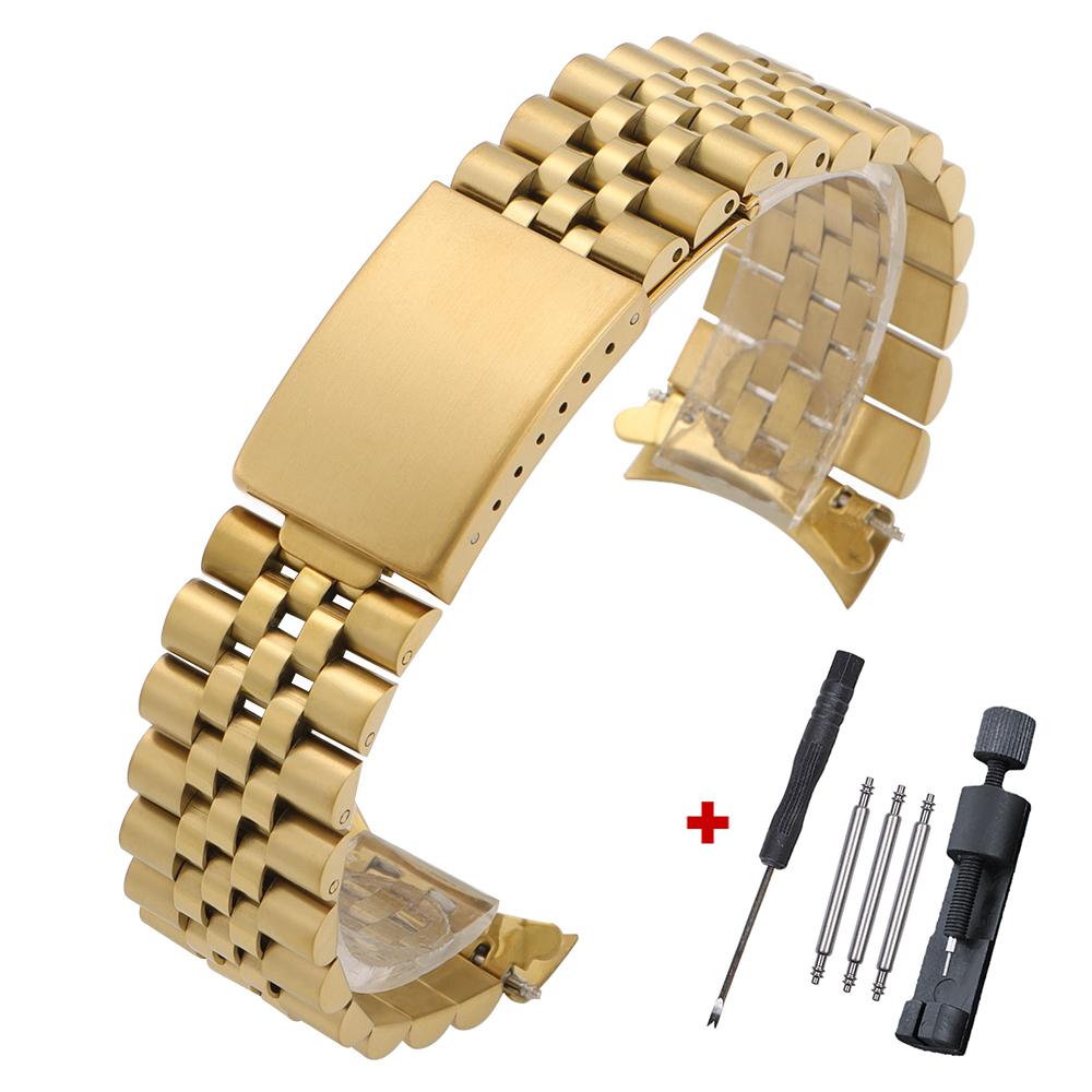 18mm 19mm 20mm 21mm Curved End Metal Strap for Rolex DATEJUST Watchbands Men Solid Stainless Steel Watch Bracelet Accessories