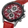 Angel Clover Men's Watch, MONDO SOLAR, Solar Battery, 10 ATM Water Resistance, Mineral Glass, Red Dial, Stainless Steel, NMOS44SBRE-RE, Red