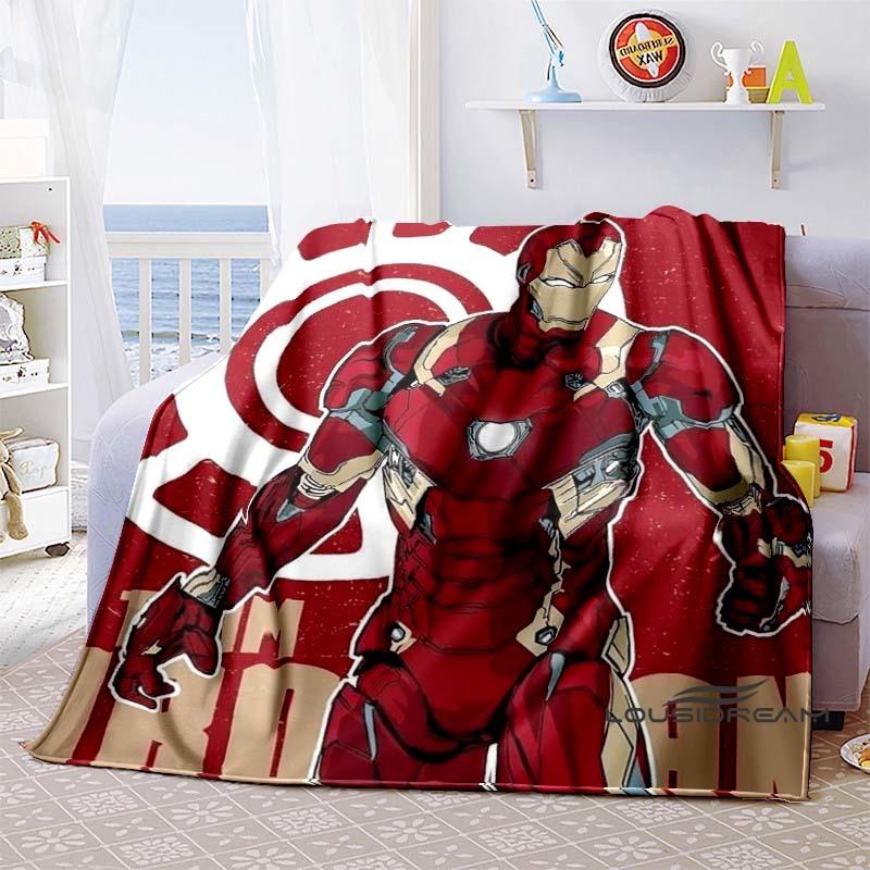 Iron Man Cartoon Comic Funny Expression Blanket, Warm Flannel Sofa Blanket, Home, Bedroom, Travel.