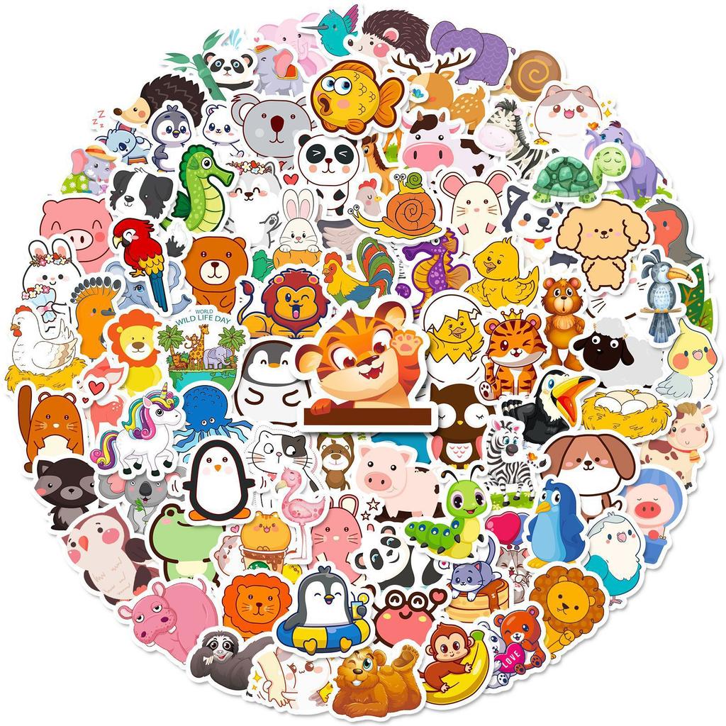 100 Small Size 4cm New Animal Hedgehog Mix Stickers Cute Cartoon Animal Collection Stickers