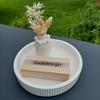 Two sizes of silicone candle molds, striped round resin flower pot molds with lids, durable silicone material.