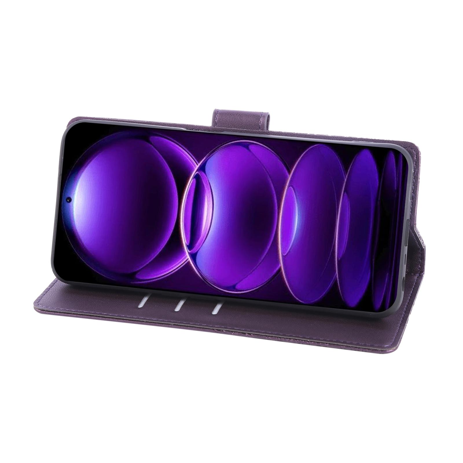 

For Xiaomi Redmi Note 12 Pro+ 5G/Note 12 Explorer 5G Case Rose Flower PU Leather Wallet Phone Cover with 3 Card Slots Light Purple