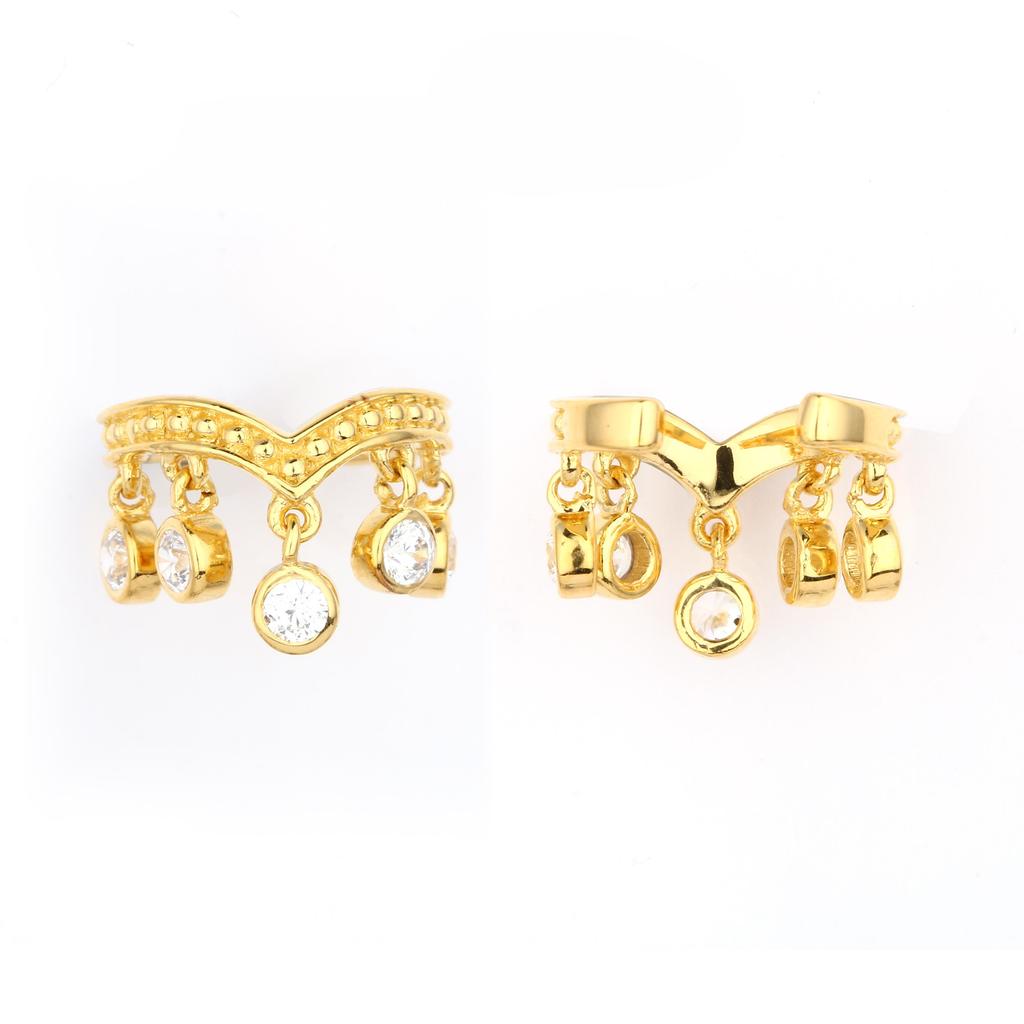 White Cubic Zirconia Ear Cuff Earrings 925 Silver Yellow Gold Plated