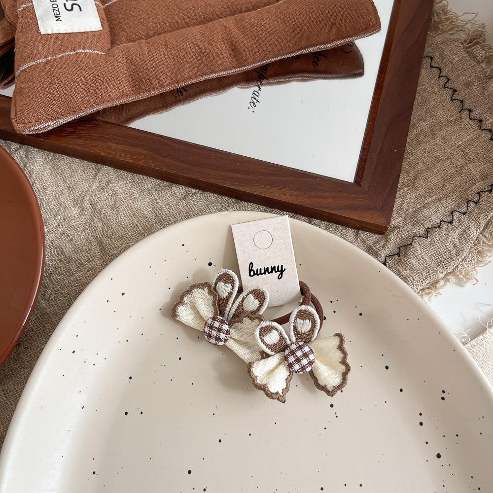 New Coffee-colored Sunflower Mushroom Children's Leather Band Bow with High Elasticity and No Damage To Hair Bands  Ponytail Hair Tie Headwear