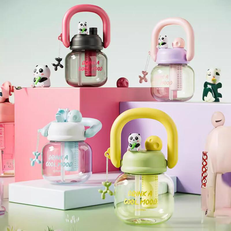 Мультяшная детская портативная стеклянная бутылка для воды с двойным горлышком