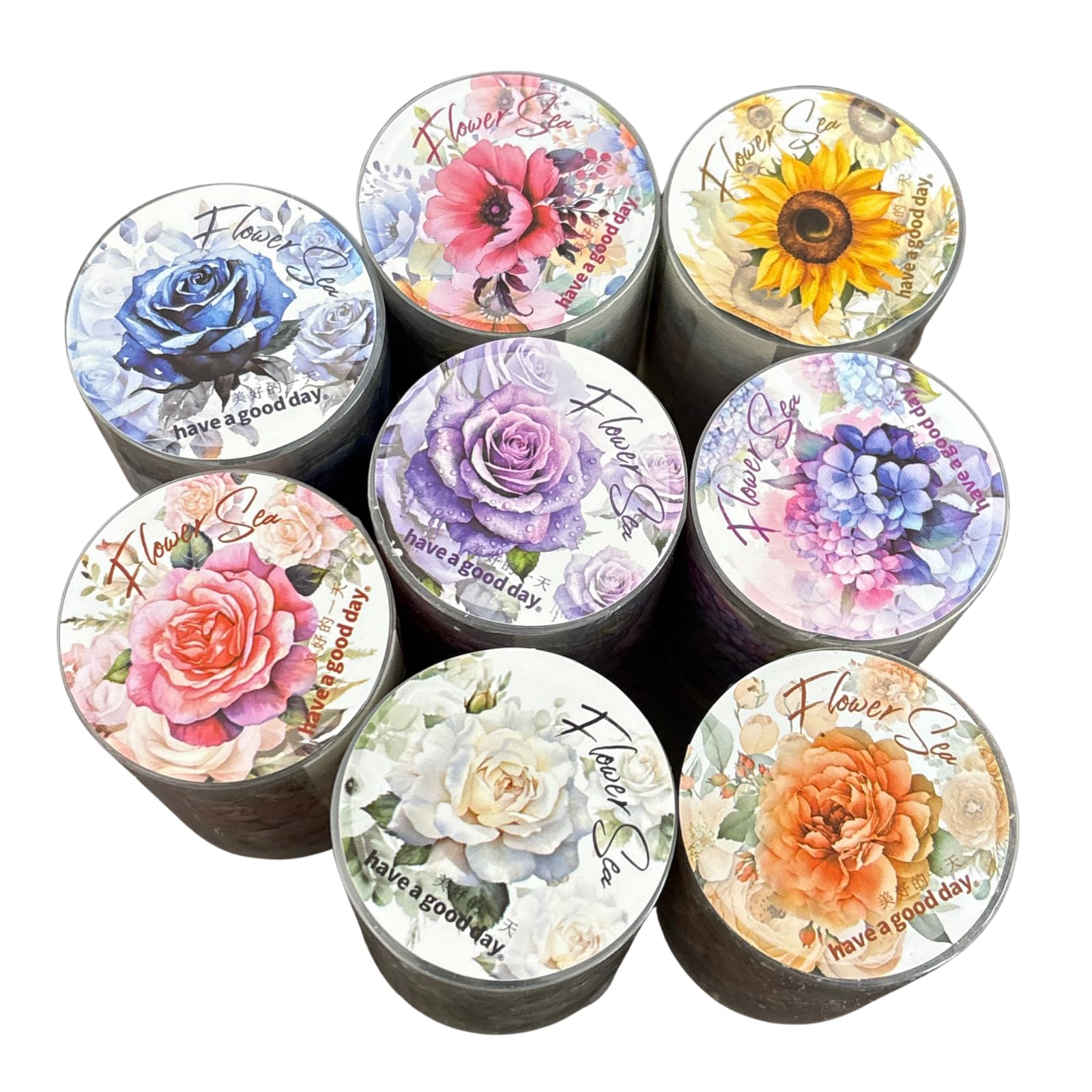 

ADOSSY 8 Types of Masking Design Transparent Sticker Planner Decoration Tape, Tape, Clear, Set, Floral, Landscape, Collage, DIY, Album, Scrapbook, (A)