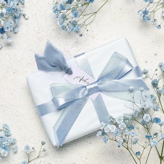 Handwritten Business Cards 50 Sheets Blank Textured Paper Cards with Chiffon Ribbon Wedding Invitations Table Name Tags for Party Banquet Office Decor