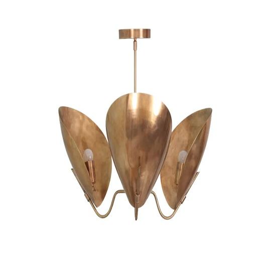 3 Light Curved Shades Pendant Mid Century Modern Raw Brass Sputnik chandelier light Fixture