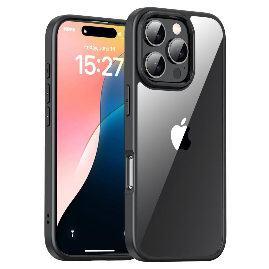 IPAKY For iPhone 16 Pro Clear Phone Case TPU + PC Anti-Fingerprint Back Cover