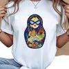 Matryoshka doll print T-shirt | Colorful landmark pattern casual T-shirt, sweet summer style