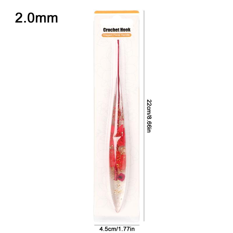 Set of 9 Colored Anodized Aluminum Crochet Hooks with Creative Resin Handles and Exquisite Flower Design