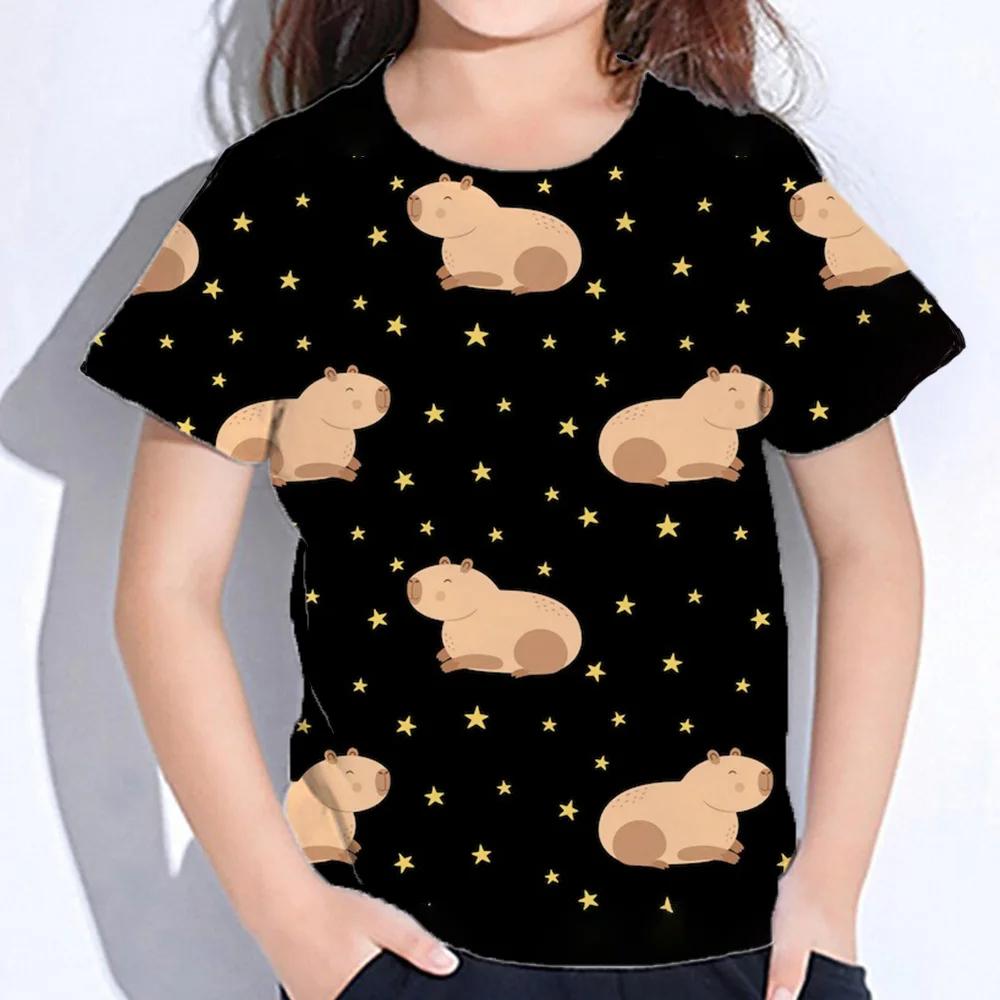 Summer Kids 3D Print Cute Cartoon Capybara T-shirt Fashion Tops Tees Children Short Sleeve Clothing Boys Girls Luxury Streetwear