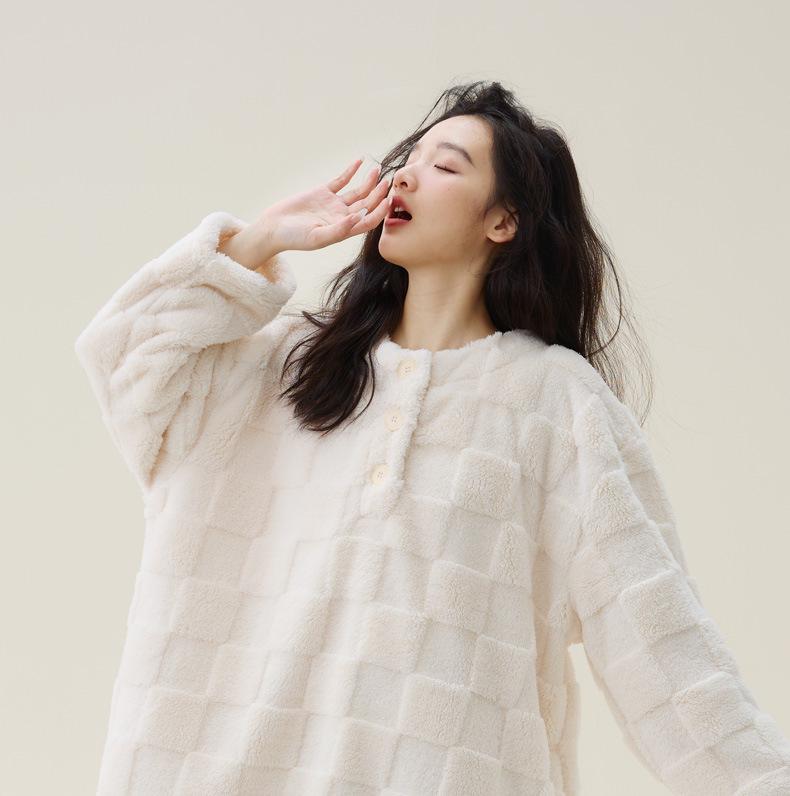 Robe de Banho Felpuda Feminina: Veludo Espesso, Quente para Outono & Inverno