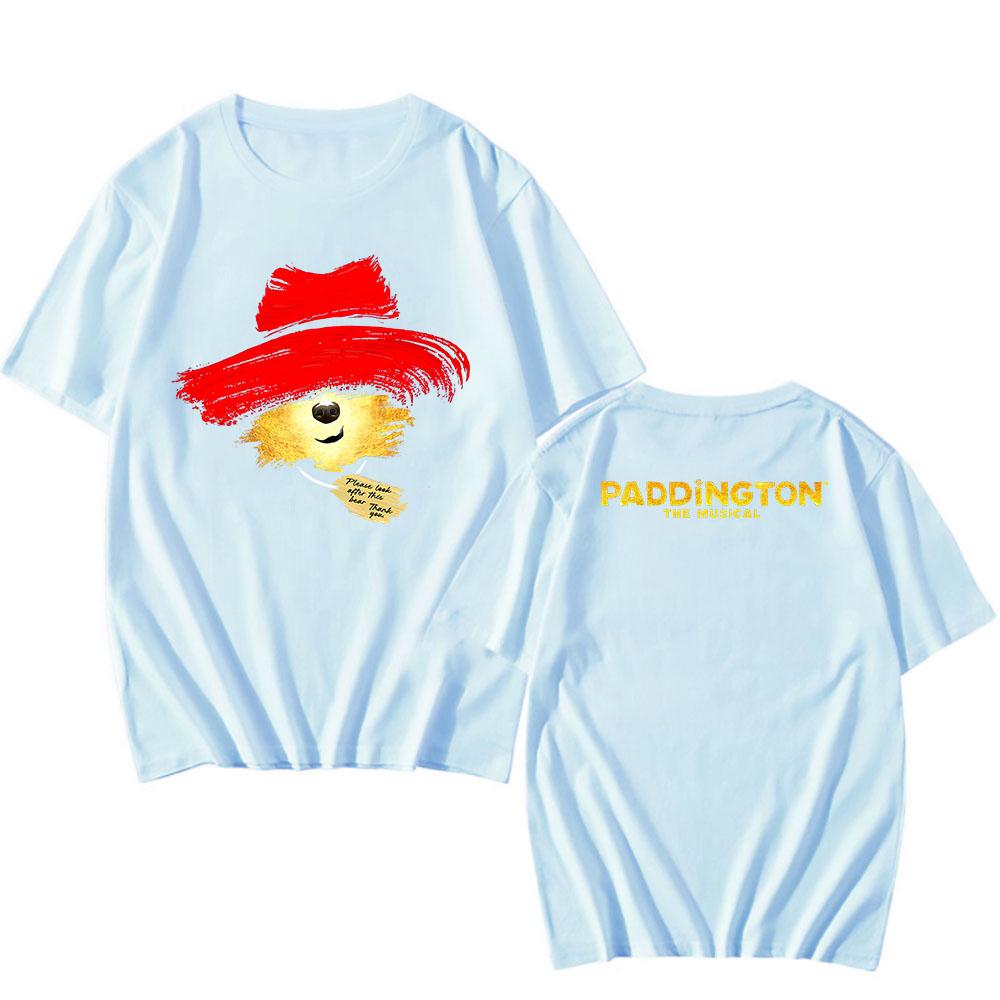 Bear PADDINGTONN THE MUSICAL:LARGE LOGO T-SHIRT Summer O-neck Men Women Tshirts Short Sleeve 100%Cotton Soft Tees Graphic Print Tops Anime T-shirt