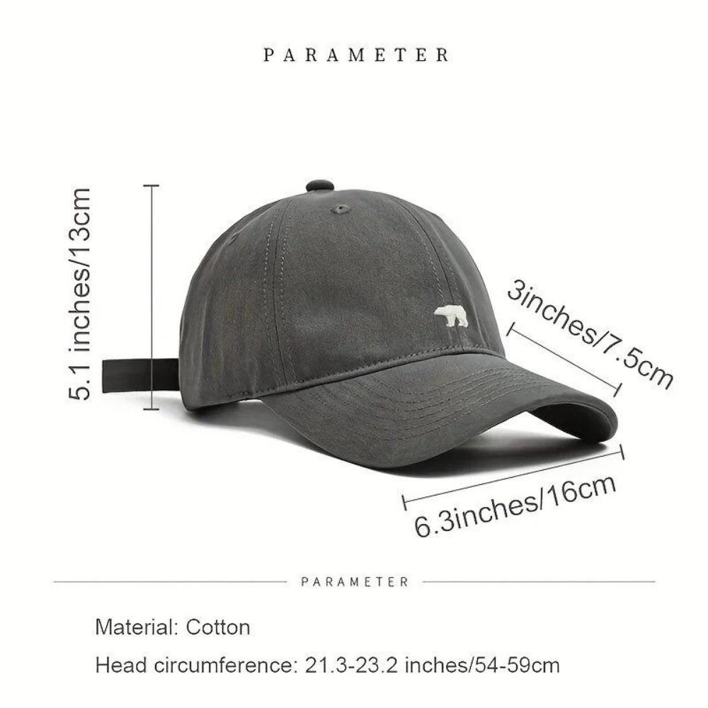 

Stylish Bear Embroidered Baseball Cap Sun Protective Breathable Adjustable Ideal Casual Hat Men Women Unisex Baseball Cap Single code сірий