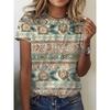 Summer Round Neck 3D Flower Print Top Fashionable Casual Short Sleeved Women's T-shirts