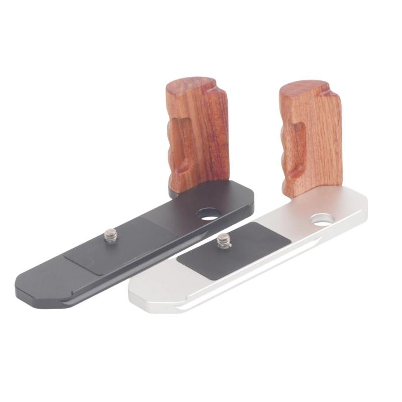 Wooden Camera Handle Wood Hand Grip for FM2 with Anodized Aluminum Base Plate and Tripod Mount Compatibility