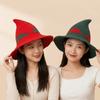 Color Blocked Witch Hat Spire Halloween Hat Knitted Wizard Cap  Photography Prop