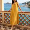Women's Fashion Color Collar Sleeveless Pleated Dress