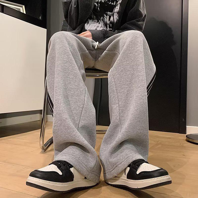 Men's Striped Nine-Point Sweatpants - Casual Korean Style for Spring & Autumn