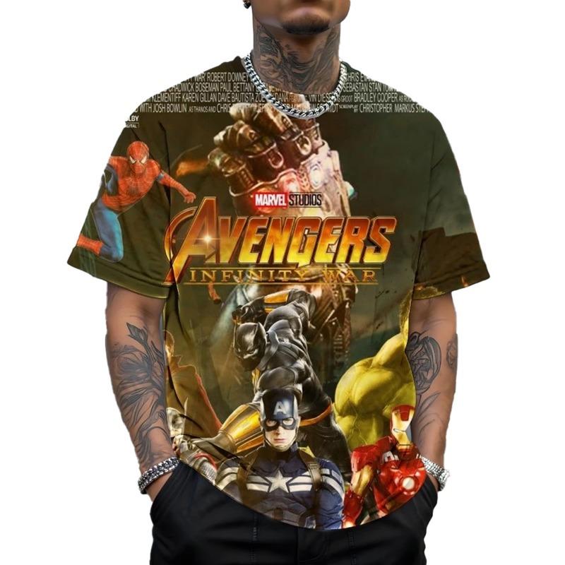 Marvel superhero pattern men's round neck summer Deadpool T-shirt breathable and casual suitable for daily commuting