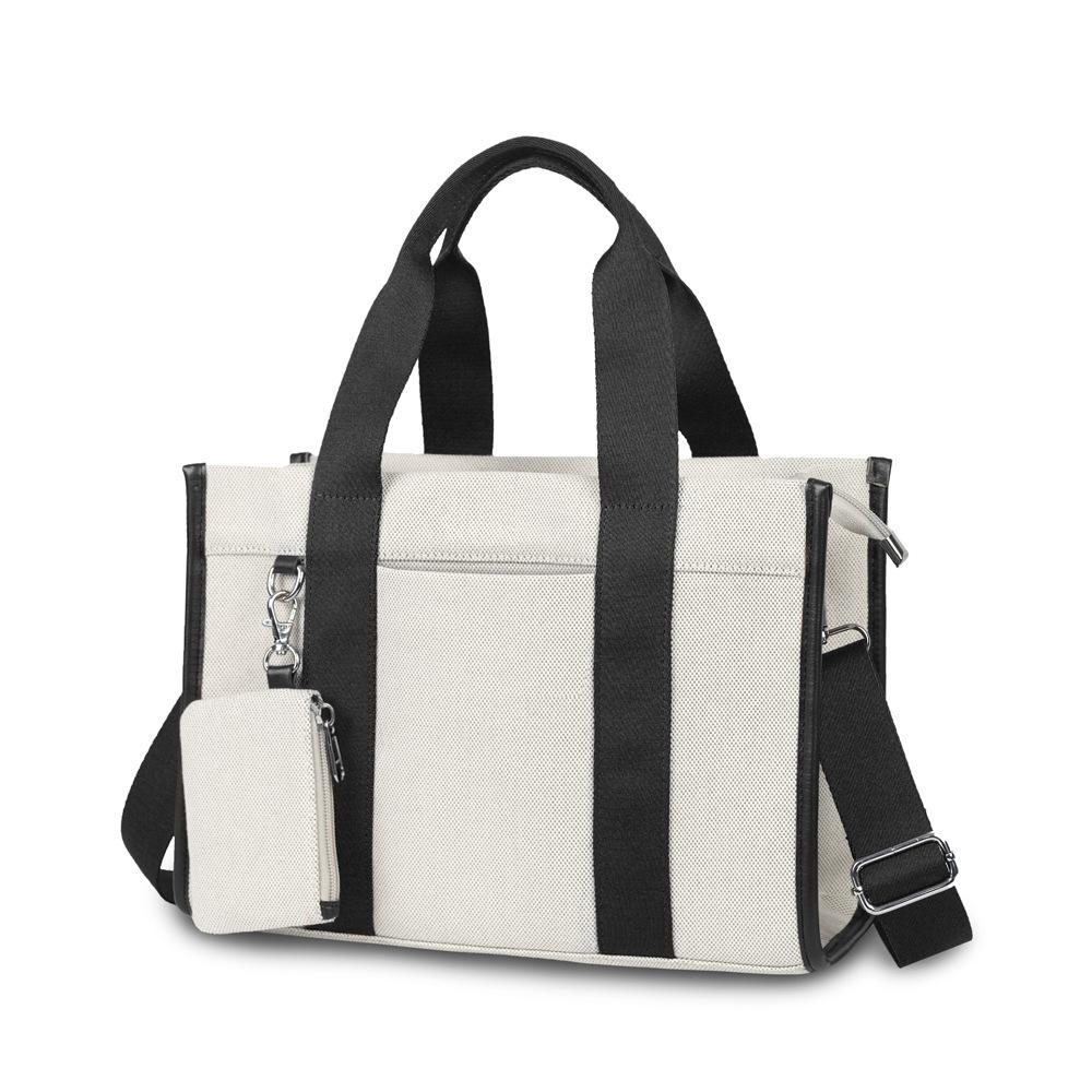

Women Canvas Tote Bag Large Capacity Work Commuter Handbag Minimalist Shoulder Bag with YKK Zipper 31.4 11.3 23.3 17cm чорний