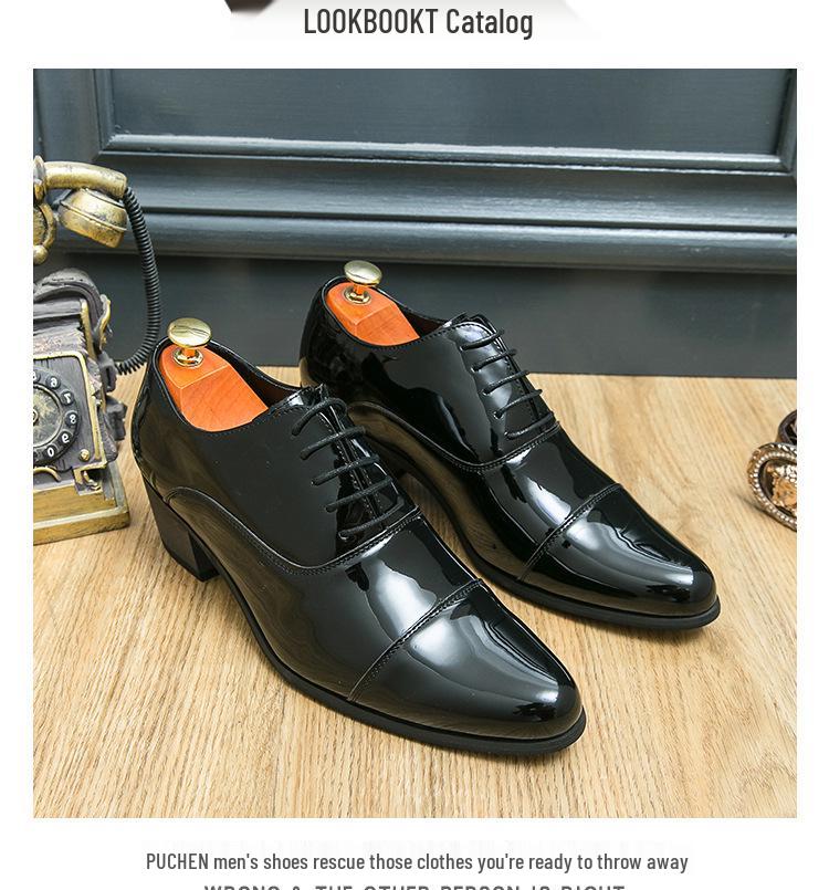 Men's Patent Leather High-Heeled Wedding & Business Shoes