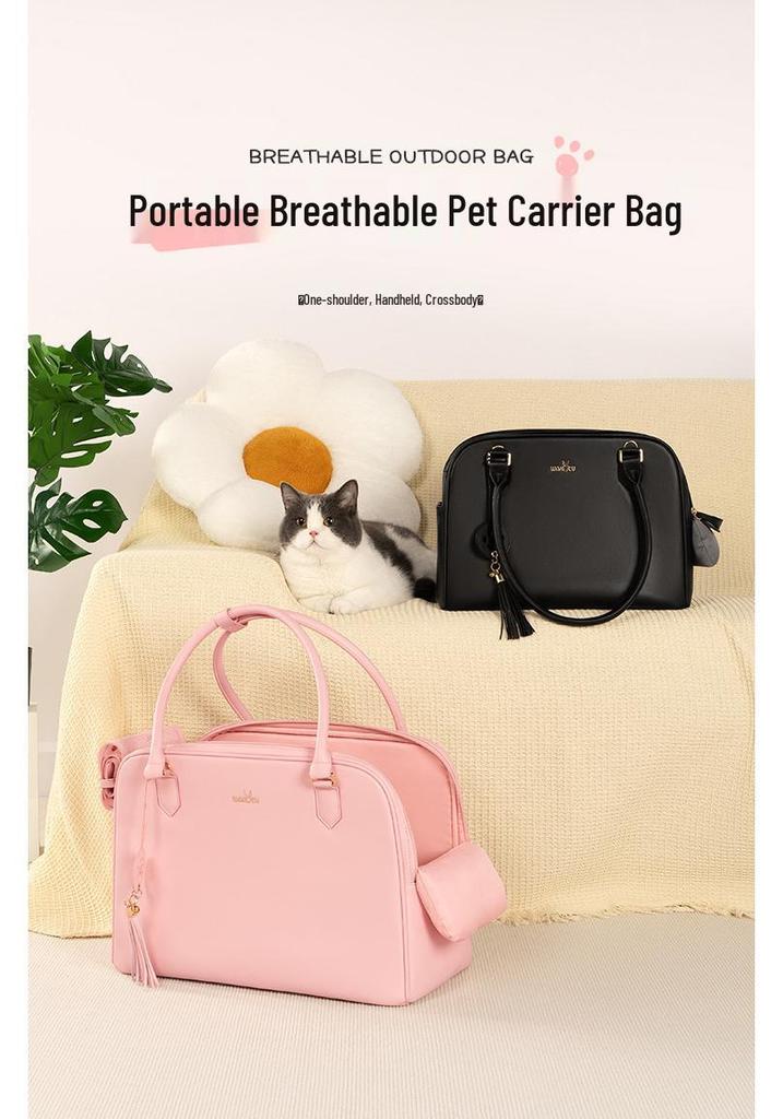 Wakytu British Pet Carrier: Large Capacity Cat/Dog Crossbody Bag, Breathable & Comfortable Handbag