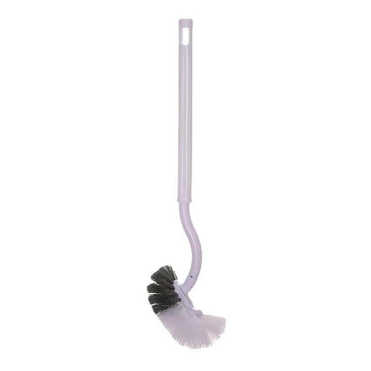 Silicone Japanese Wall-Mounted Elbow Toilet Brush with Base and Hard Bristles