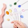 Colored Glass Mixing Spoons Transparent Long Handle Dessert Glass Spoons For Fruit Juice Coffee Mixing Spoon Kitchen Accessories