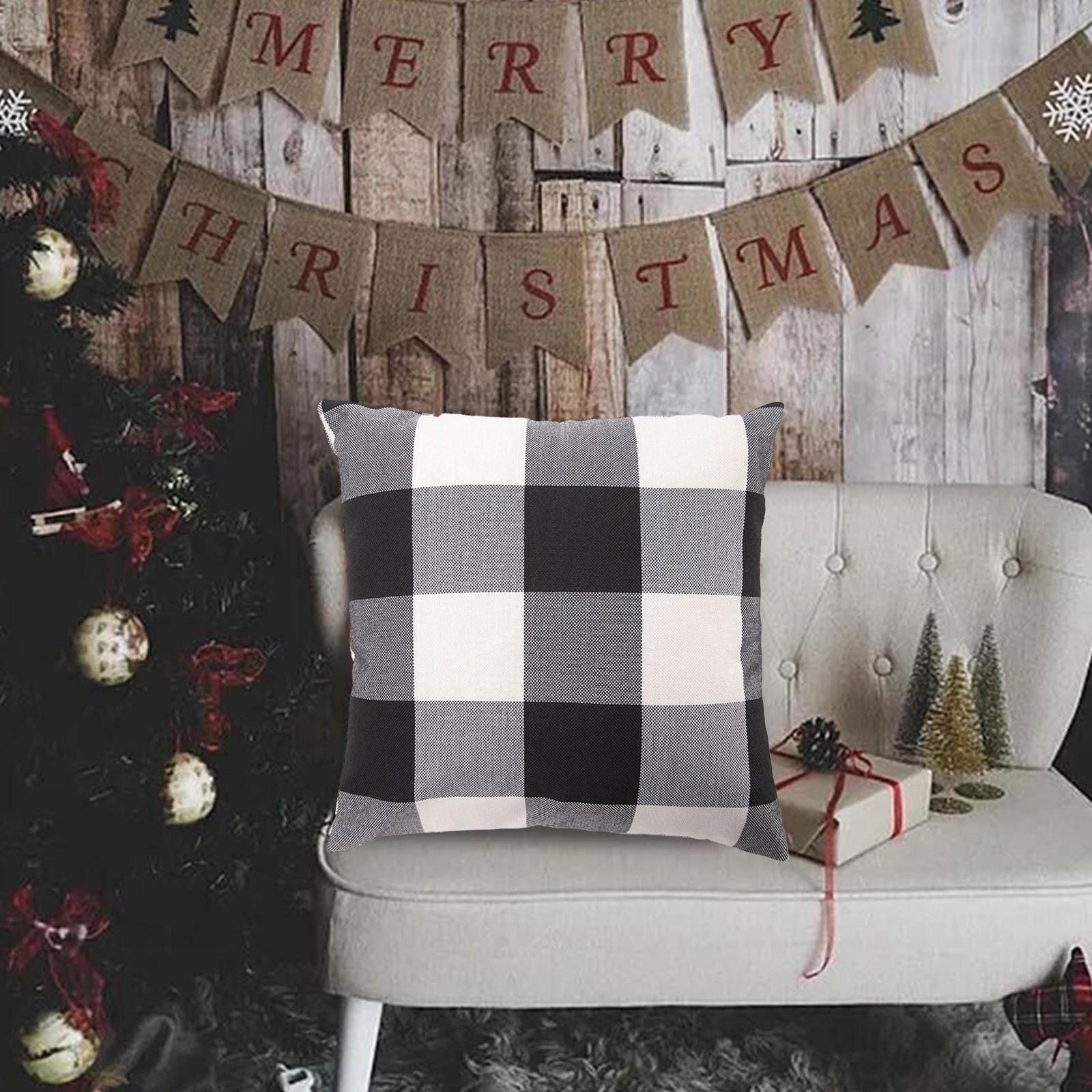 

Outdoor Throw Pillow Cover 18x18 Inch Plaid Decorative Home Decor Outdoor Patio Pillowcases Porch Cushion For Couch Sofa One Size