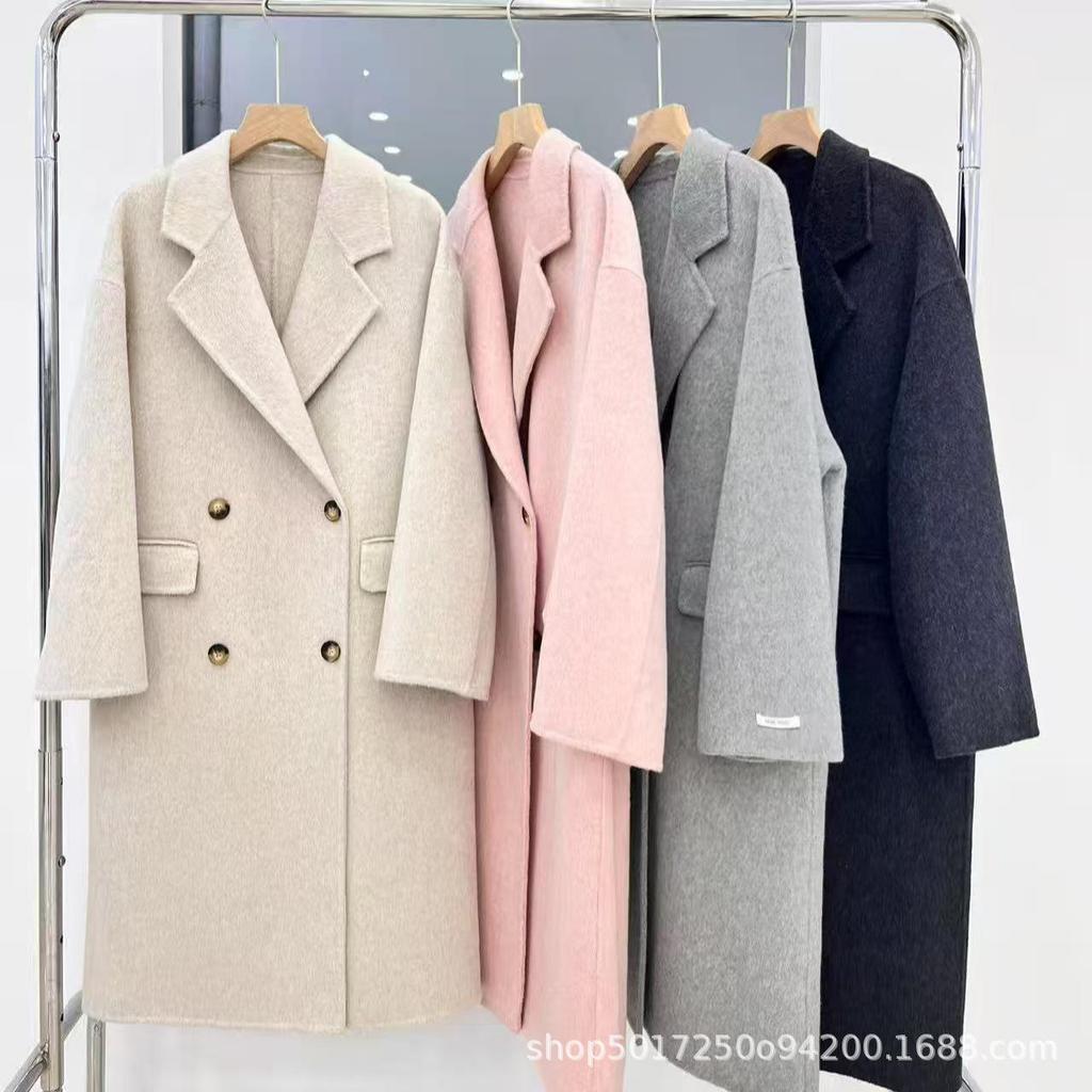 Herbst/Winter 2025 Sea Salt Rose Doubleface-Wollmantel - Lang, vielseitig, zweireihiges Design