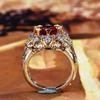 Retro Silber 925 eingelegt mit Gold Rubin Ring, Geeignet für Damen Palaststil Zweifarbig Krone Sonnenblumenring Partygeschenk 2025