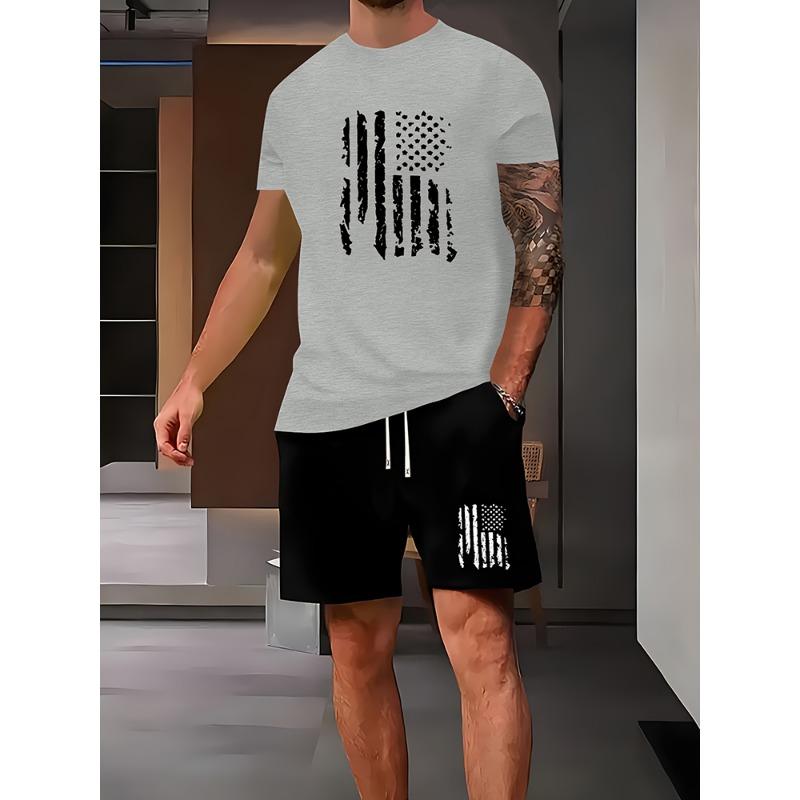 Men's Casual Outfit Set Yellow Duck Print Men's T-shirt & Beach Shorts Set Summer Short-sleeved Street Fashion Sports Shorts