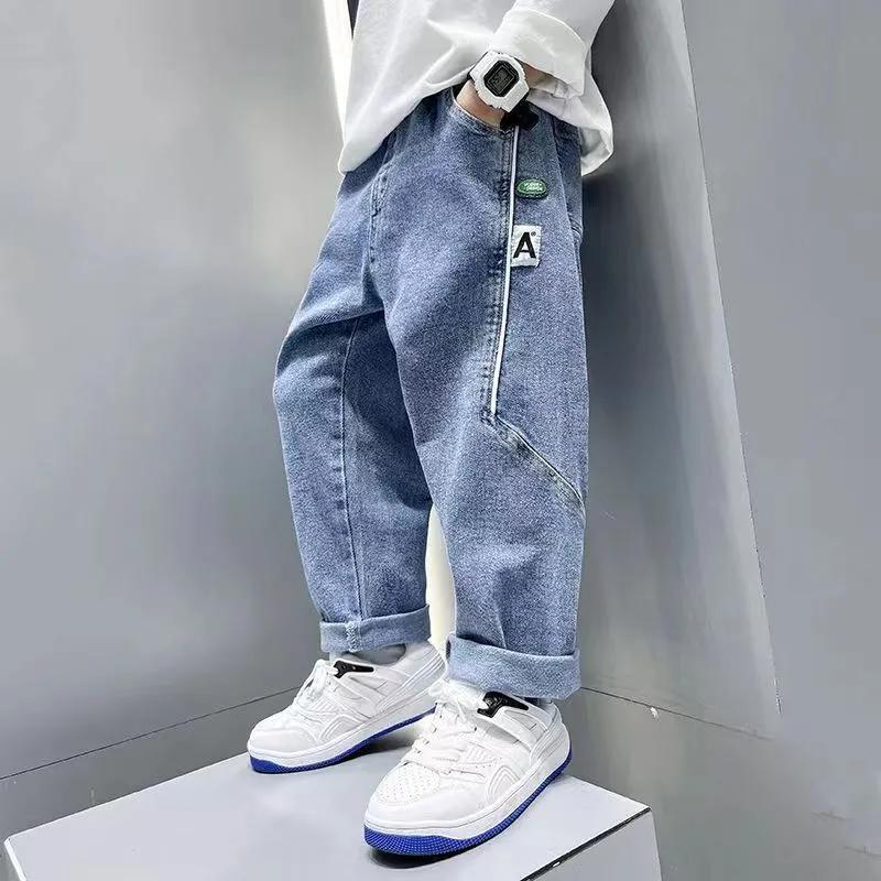 Boys Spring Casual Jeans Korean Fashion Straight Trousers Children's Trousers, Autumn Children's Trousers