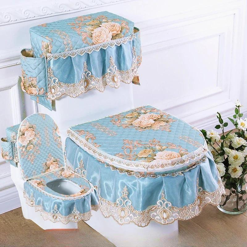 3 buc/set capac pentru scaun de toaletă capac pentru rezervor de apă pentru toaletă huse de praf pernă detașabilă pentru toaletă pânză