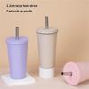 Bicchiere da Viaggio Ergonomico Termoisolato in Acciaio Inossidabile 316L Coperchio Ermetico con Cannuccia e Manico