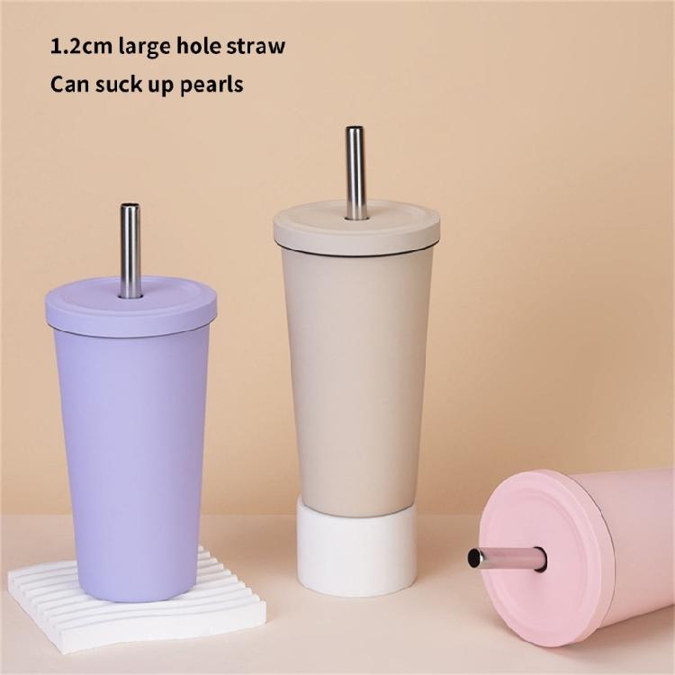 Bicchiere da Viaggio Ergonomico Termoisolato in Acciaio Inossidabile 316L Coperchio Ermetico con Cannuccia e Manico